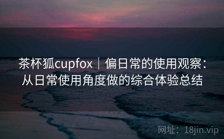 茶杯狐cupfox｜偏日常的使用观察：从日常使用角度做的综合体验总结  第2张
