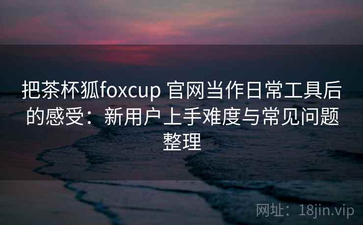把茶杯狐foxcup 官网当作日常工具后的感受：新用户上手难度与常见问题整理